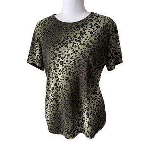 Kathie Lee Vintage 90's Camo Animal Cheetah Print Stretch Tee Size Large